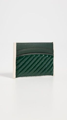 حافظة بطاقات مبطنة منتفخة حاصلة على براءة اختراع من Tory Burch، شجرة صنوبر، أخضر، مقاس واحد in Kuwait