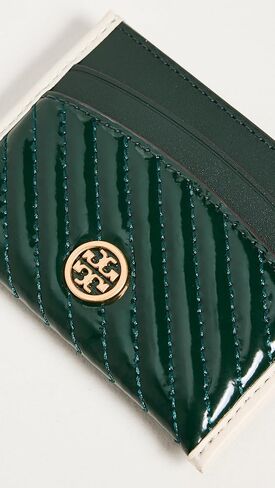 حافظة بطاقات مبطنة منتفخة حاصلة على براءة اختراع من Tory Burch، شجرة صنوبر، أخضر، مقاس واحد in Kuwait