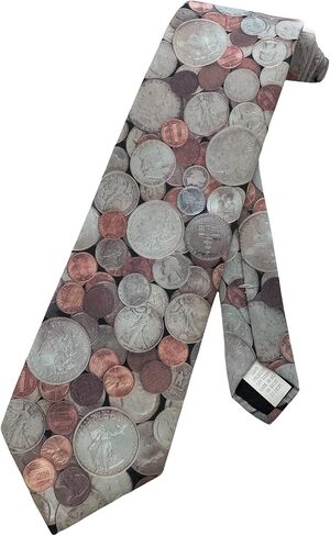 رابطة عنق بمحاسبة بعملات معدنية معدنية من RM Style American Money Coin Coinage Quarters Dimes Nickels Pennies Accountant - عنق, أسود, One Size in Kuwait