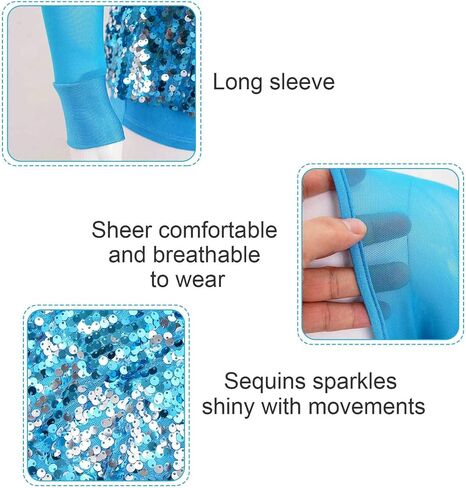 FEESHOW Kids Girls Sparkling Sequins Hip-Hop Jazz Ballet Latin Dance Dress Leotard Jumpsuit Performance Costume in Kuwait