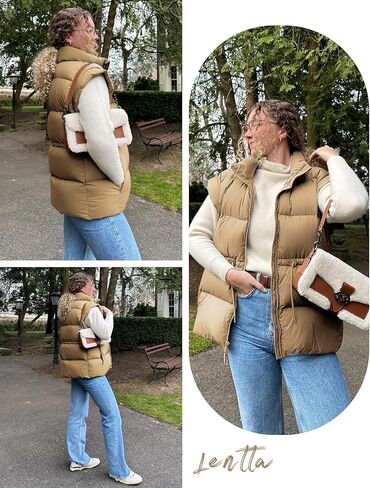 سترة منتفخة للسيدات من Lentta بخصر قابل للتعديل وخفيفة الوزن ومبطنة بسحاب مع جيوب in Kuwait