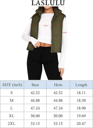 سترة منتفخة شتوية من LASLULU سترة قصيرة خفيفة الوزن بدون أكمام ملابس خارجية دافئة منتفخة بسحاب وسترات وجيوب معطف in Kuwait