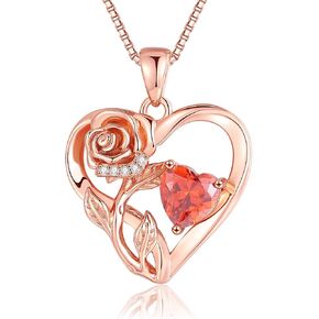 Infinity Rose Flower Heart Necklaces for Women 925 Sterling Silver Anniversary Jewelry for Her Love Gifts for Wife Girlfriend Sister Grandma Mom Daughter Mothers Day Valentines Birthday Christmas Rose Gold Jewelry Birthstone Pendant in Kuwait
