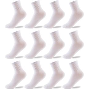 Oohmy Boys Socks 12 Packs Fit for 2-12 Years Old Boys and Girls Cotton Athletic Ankle Socks for Toddler Kids and Big Kids