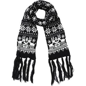 Felice Ann Unisex Christmas Reindeer Snowflake Scarf Fall Winter Warm Knit Long Scarf