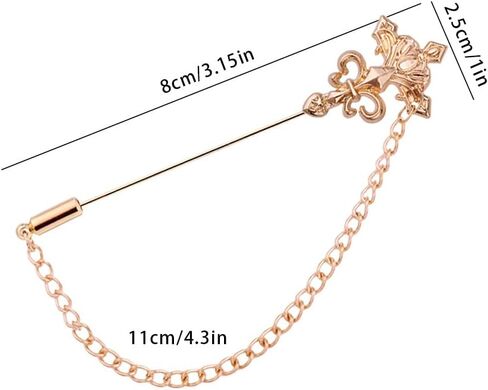 شوكسي دبوس بروش للرجال من 3 قطع، دبوس بروش على شكل تاج متقاطع، سلاسل طوق بشراشيب معلقة للقمصان والشارة، بروش كريستال، دبوس بدلة، دبوس طية صدر مرصع بحجر الراين، دبوس بروش للزفاف، ذهبي، مزيج، in Kuwait