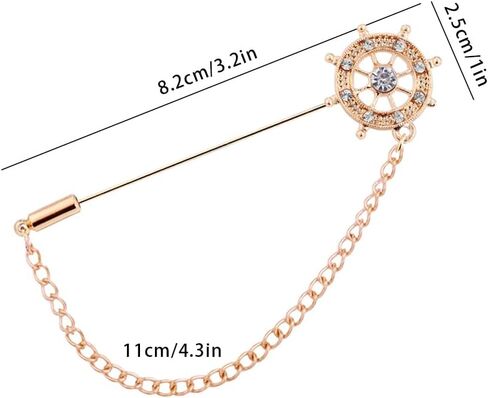 شوكسي دبوس بروش للرجال من 3 قطع، دبوس بروش على شكل تاج متقاطع، سلاسل طوق بشراشيب معلقة للقمصان والشارة، بروش كريستال، دبوس بدلة، دبوس طية صدر مرصع بحجر الراين، دبوس بروش للزفاف، ذهبي، مزيج، in Kuwait