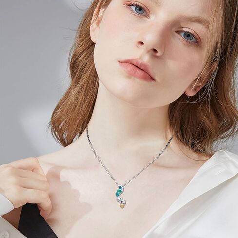 Twoowl السنجاب هدية S925 فضة لطيف السنجاب قلادة الحيوان قلادة أوبال مجوهرات للنساء الفتيات السنجاب عشاق عيد ميلاد in Kuwait