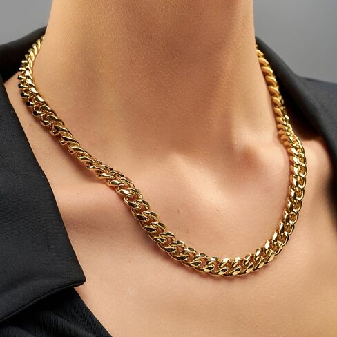 LIFETIME JEWELRY 9mm Miami Curb Cuban Link Chain Necklace 24k Gold Plated in Saudi Arabia