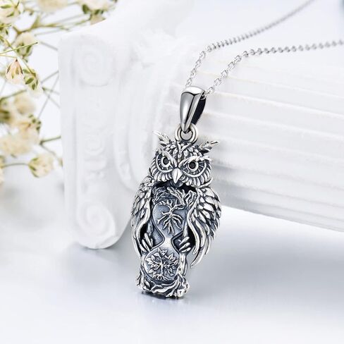 VONALA Sterling Silver Owl/Raven/Elephant/Highland Cow Pendant Necklace Animal Jewelry Gifts for Men Women in Kuwait