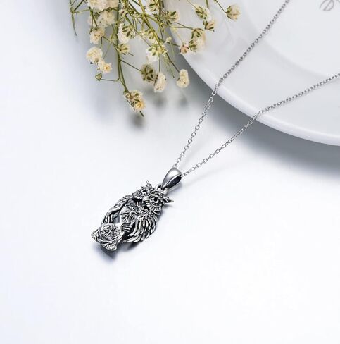 VONALA Sterling Silver Owl/Raven/Elephant/Highland Cow Pendant Necklace Animal Jewelry Gifts for Men Women in Kuwait
