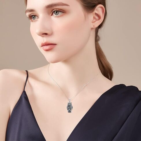 VONALA Sterling Silver Owl/Raven/Elephant/Highland Cow Pendant Necklace Animal Jewelry Gifts for Men Women in Kuwait