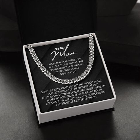 To My Man Cuban Chain Necklace, Husband Necklace from Wife, Necklace for Boyfriend, Mens Cuban Chain Necklace for Fiance, Men Necklaces for Him, Gifts for Men, Birthday Gifts for Boyfriend Husband in Kuwait
