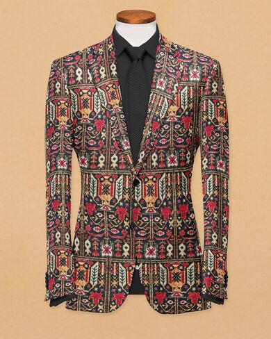 Men's Printed Blazer 2 Button Long Sleeve Regular Fit Suit Jacket Business Lightweight Casual Sport Coat in Saudi Arabia