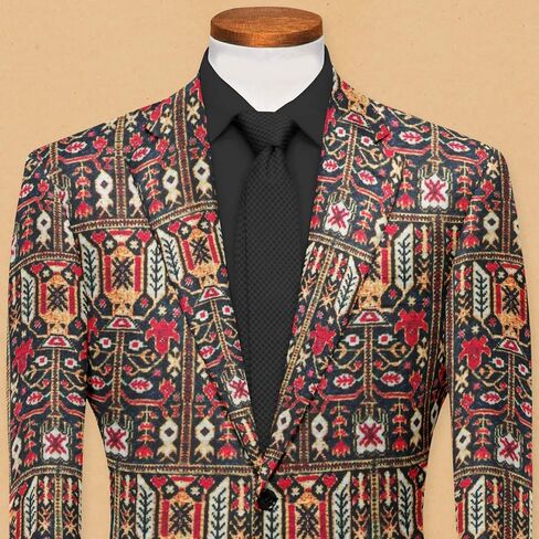 Men's Printed Blazer 2 Button Long Sleeve Regular Fit Suit Jacket Business Lightweight Casual Sport Coat in Saudi Arabia