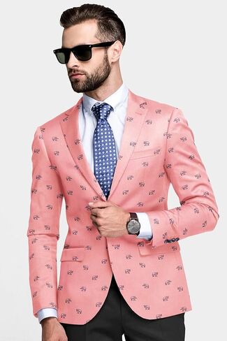 Men's Printed Blazer 2 Button Long Sleeve Regular Fit Suit Jacket Business Lightweight Casual Sport Coat in Saudi Arabia