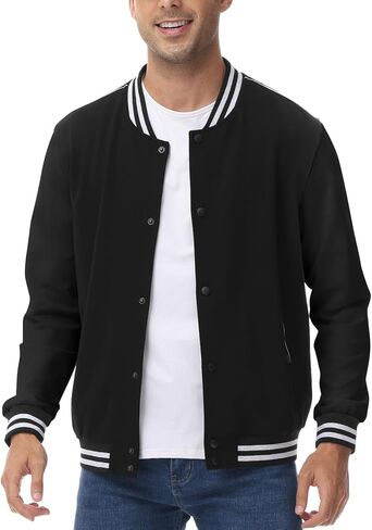 Rdruko Men's Varsity Jackets Lightweight Cotton Letterman Baseball Bomber Jackets in Kuwait