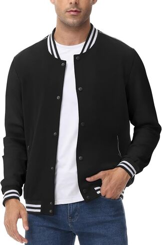 Rdruko Men's Varsity Jackets Lightweight Cotton Letterman Baseball Bomber Jackets in Kuwait