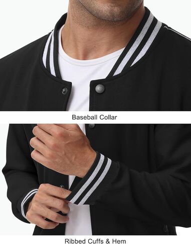 Rdruko Men's Varsity Jackets Lightweight Cotton Letterman Baseball Bomber Jackets in Kuwait
