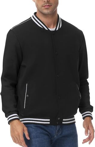 Rdruko Men's Varsity Jackets Lightweight Cotton Letterman Baseball Bomber Jackets in Kuwait