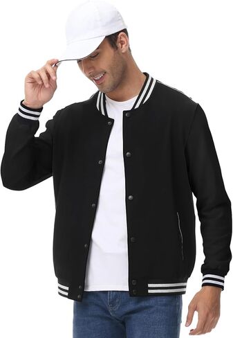 Rdruko Men's Varsity Jackets Lightweight Cotton Letterman Baseball Bomber Jackets in Kuwait