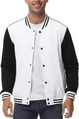 Rdruko Men's Varsity Jackets Lightweight Cotton Letterman Baseball Bomber Jackets in Kuwait