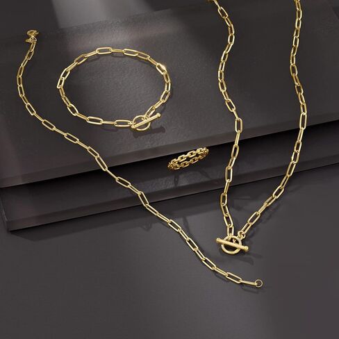 Ross-Simons RS Pure Italian 14kt Yellow Gold Paper Clip Link Anklet. 9 inches in Saudi Arabia