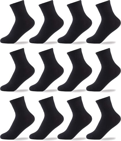 Oohmy Boys Socks 12 Packs Fit for 2-12 Years Old Boys and Girls Cotton Athletic Ankle Socks for Toddler Kids and Big Kids in Kuwait