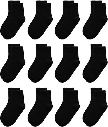 Oohmy Boys Socks 12 Packs Fit for 2-12 Years Old Boys and Girls Cotton Athletic Ankle Socks for Toddler Kids and Big Kids in Kuwait