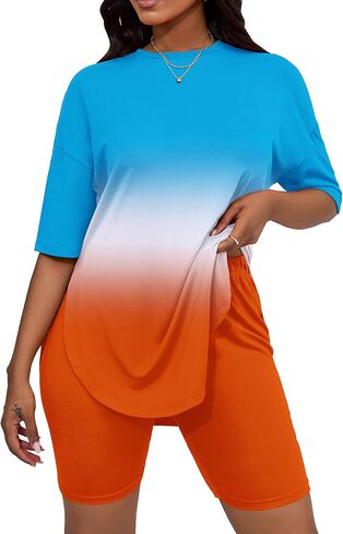 طقم ملابس نسائية من CLOCOR مكون من قطعتين بأكمام قصيرة وقميص صيفي وسراويل قصيرة للتمرين in Kuwait