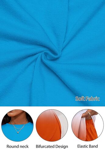 طقم ملابس نسائية من CLOCOR مكون من قطعتين بأكمام قصيرة وقميص صيفي وسراويل قصيرة للتمرين in Kuwait