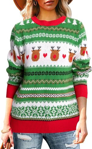 لطيف ثلج سترة المرأة عيد ميلاد سعيد البلوز القبيح عيد الميلاد سترة عادية عيد الميلاد كم طويل بلايز in Kuwait