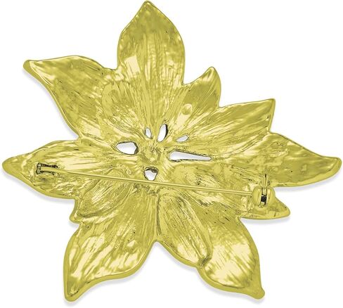 Large Statement Flower Holiday Party White Red Enamel Poinsettia Brooch Clip On Earrings Christmas Scarf Pin Jewelry Set For Women Silver Gold Plated in Kuwait