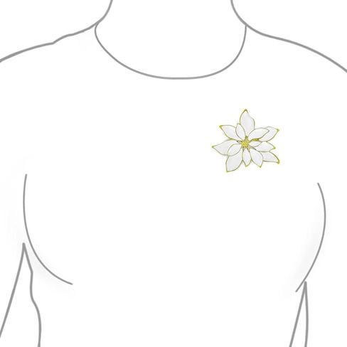 Large Statement Flower Holiday Party White Red Enamel Poinsettia Brooch Clip On Earrings Christmas Scarf Pin Jewelry Set For Women Silver Gold Plated in Kuwait