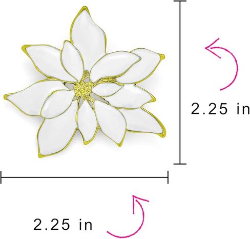Large Statement Flower Holiday Party White Red Enamel Poinsettia Brooch Clip On Earrings Christmas Scarf Pin Jewelry Set For Women Silver Gold Plated in Kuwait