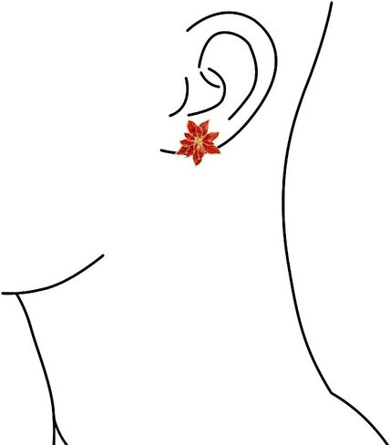 Large Statement Flower Holiday Party White Red Enamel Poinsettia Brooch Clip On Earrings Christmas Scarf Pin Jewelry Set For Women Silver Gold Plated in Kuwait
