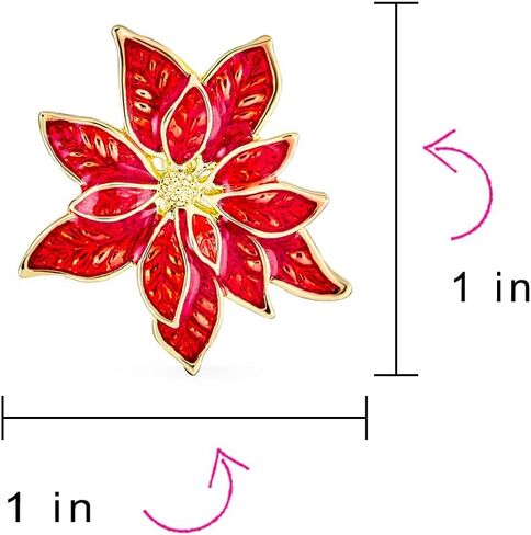 Large Statement Flower Holiday Party White Red Enamel Poinsettia Brooch Clip On Earrings Christmas Scarf Pin Jewelry Set For Women Silver Gold Plated in Kuwait