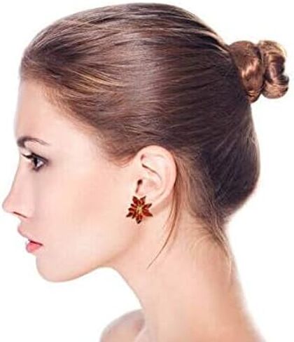 Large Statement Flower Holiday Party White Red Enamel Poinsettia Brooch Clip On Earrings Christmas Scarf Pin Jewelry Set For Women Silver Gold Plated in Kuwait