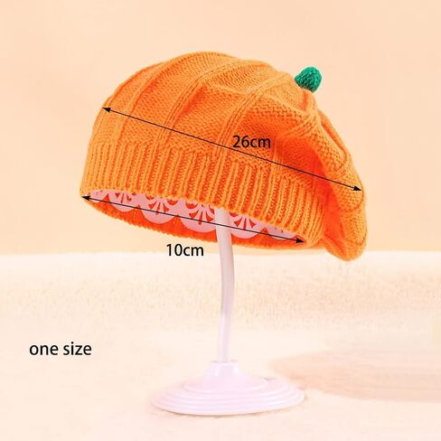 Beret Hat Pumpkin Knit Beanie Plush Fashion Brimless Winter Warm Cap for Adult Mother Halloween Christmas Orange in Kuwait