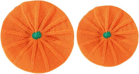 Beret Hat Pumpkin Knit Beanie Plush Fashion Brimless Winter Warm Cap for Adult Mother Halloween Christmas Orange in Kuwait
