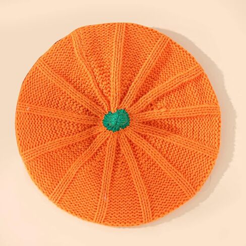 Beret Hat Pumpkin Knit Beanie Plush Fashion Brimless Winter Warm Cap for Adult Mother Halloween Christmas Orange in Kuwait