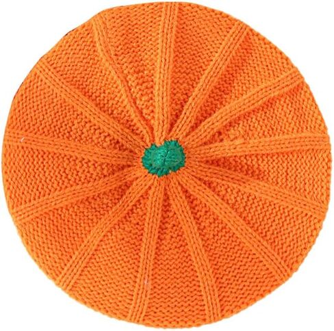 Beret Hat Pumpkin Knit Beanie Plush Fashion Brimless Winter Warm Cap for Adult Mother Halloween Christmas Orange in Kuwait