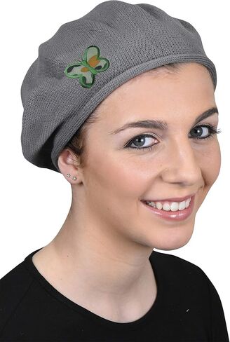 100% Cotton Beret French Ladies Hat with Army Butterfly Applique in Saudi Arabia