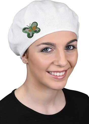 100% Cotton Beret French Ladies Hat with Army Butterfly Applique in Saudi Arabia