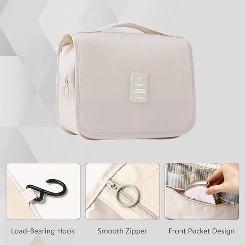FridayParts Luggage Sets 3 Piece, Expandable ABS Durable Suitcase with Hanging Toiletry Bag, Carry On Luggage Suitcase Set with 360° Spinner Wheels, Ivory and Brown in Saudi Arabia