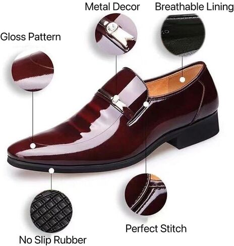 Men's Dress Shoes Oxford Formal Classic Business Shoes Casual Wedding Faux Patent Derby Shoe in Saudi Arabia
