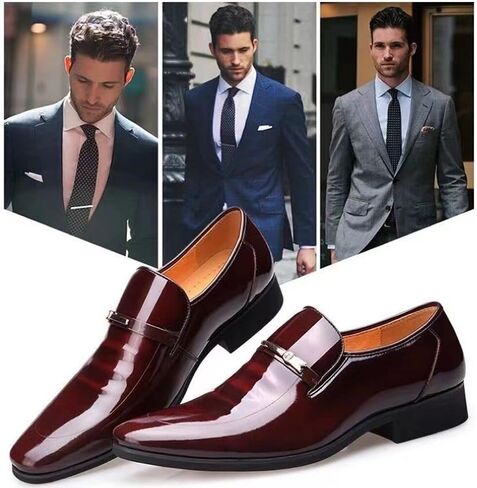 Men's Dress Shoes Oxford Formal Classic Business Shoes Casual Wedding Faux Patent Derby Shoe in Saudi Arabia