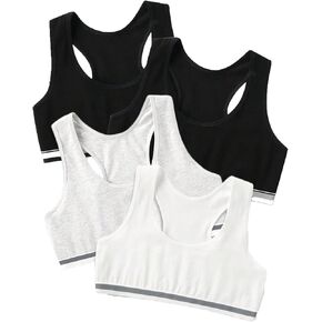 OYOANGLE Girl's 4 Pack Racerback Sports Bra Girls Sports Bras Print Solid Training Bras for Girls Teens 4 Pack in Saudi Arabia
