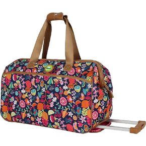 Lily Bloom Pattern 22 Inch Duffel Bag with 2-Rolling Wheels, Weekender Overnight Travel Lightweight Carry-On Suitcase For Women