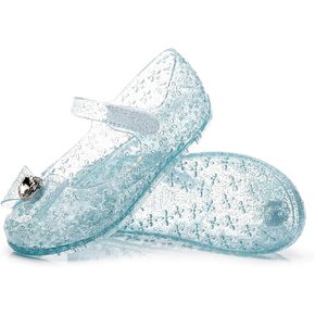 Pajeelo Jelly Shoes for Toddler Girls Summer Jellies Sandals Glitter with Bow Little Kids Soft Closed Toe Princess Dress Flat